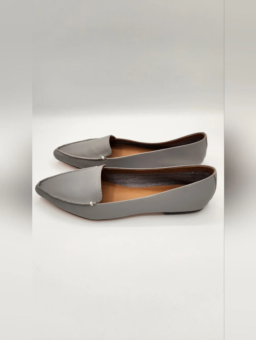 NWOT J.Crew Factory Leather Edie Loafers Pewter Gray Size 11